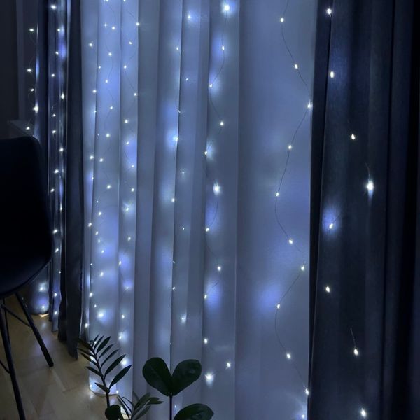 Гірлянда штора роса холодний білий колір на USB 3&times;3 м 300 LED ІГ-4003HW33 фото