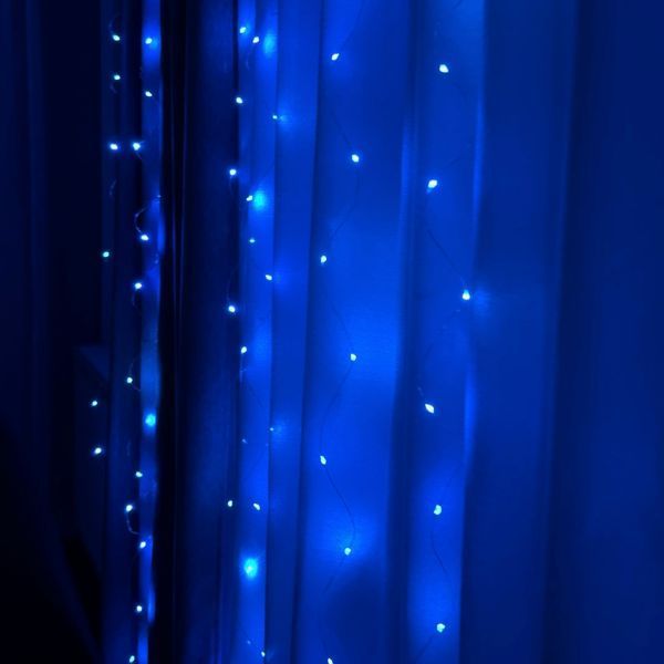 Гірлянда штора роса синій колір на USB 3&times;3 м 300 LED ІГ-4003HBL33 фото